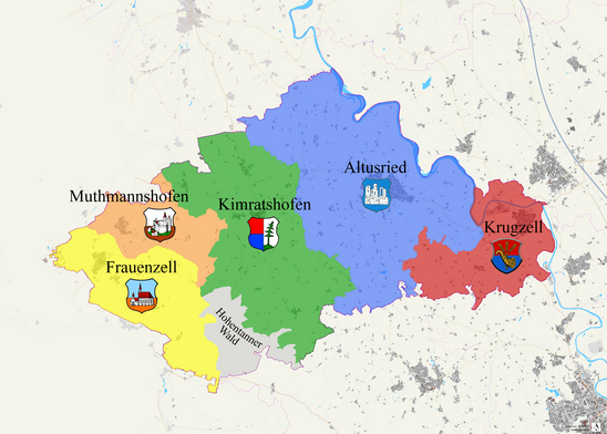 Überblick über die sechs Gemarkungen des Marktes Altusried